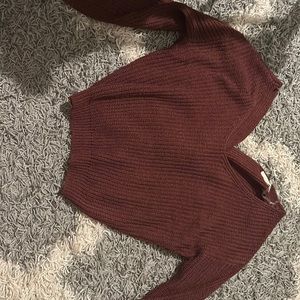 MAROON/ RED cute comfy sweater with tie back